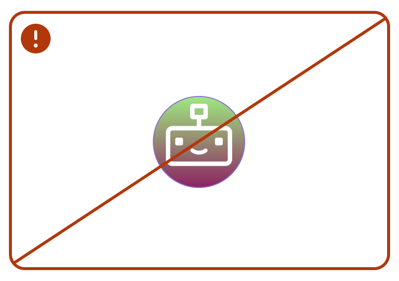 Crossed out robot avatar that has been recolored with a gradient
