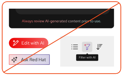 Crossed out example UI, where the buttons have gradients