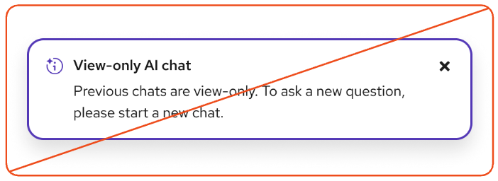 Crossed out info alert with "View-only AI chat" message